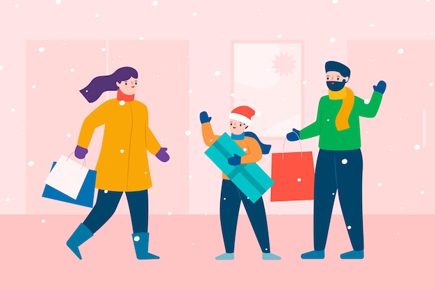 Free vector christmas shopping scene