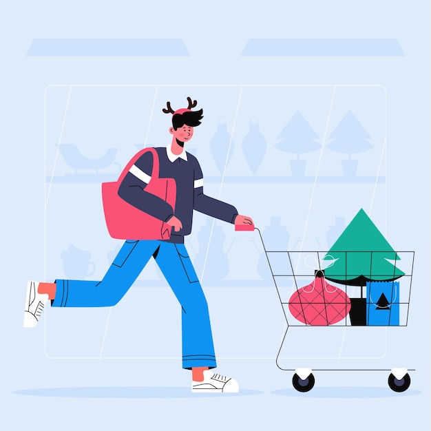 Free vector christmas shopping scene