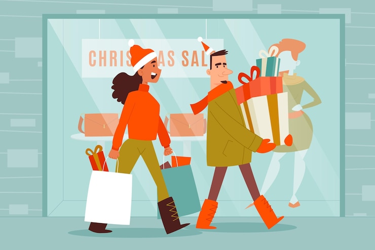 Free Vector christmas shopping scene