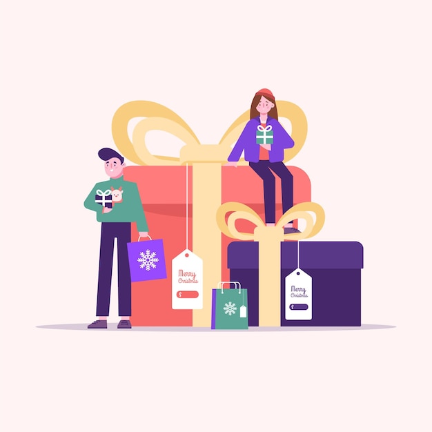 Free vector christmas shopping scene