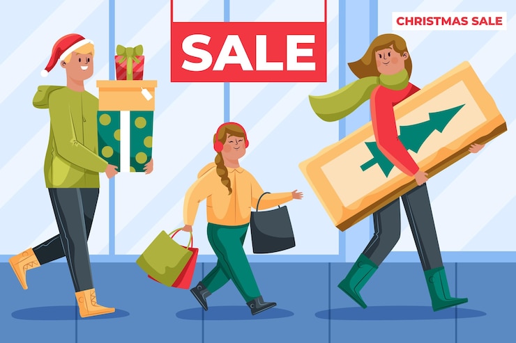 Free Vector christmas shopping scene