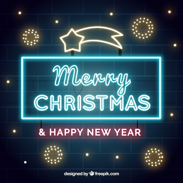 Christmas sign background of neon lights