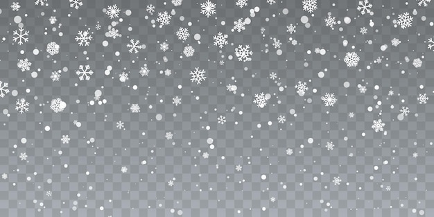 Christmas snow. falling snowflakes on transparent background. snowfall. vector illustration.