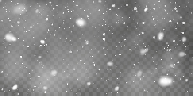 Christmas snow. falling snowflakes on transparent background. snowfall. vector illustration. Premium Vector