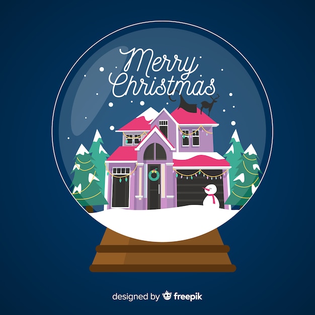 Christmas snow globe background in flat design