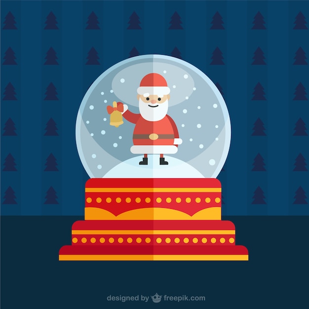 Бесплатное векторное изображение Рождество снежный шар с санта-клауса, улыбаясь