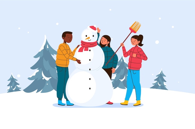 Free vector christmas snow scene illustration