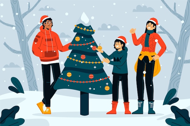 Christmas snow scene illustration