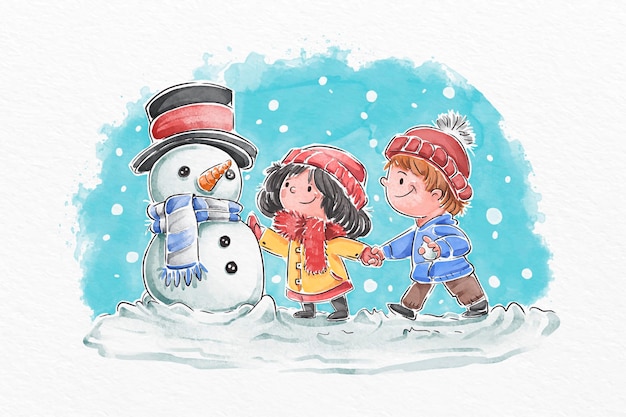 Christmas snow scene illustration