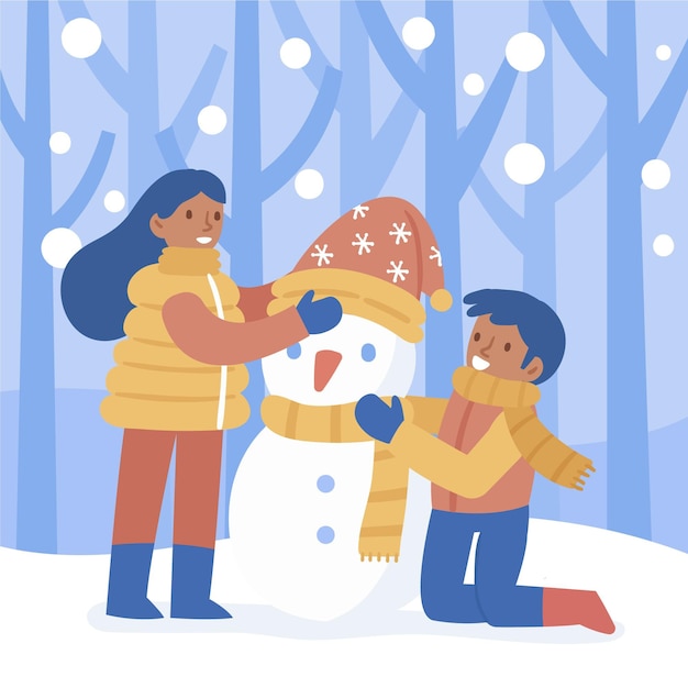 無料ベクター クリスマスの雪のシーン