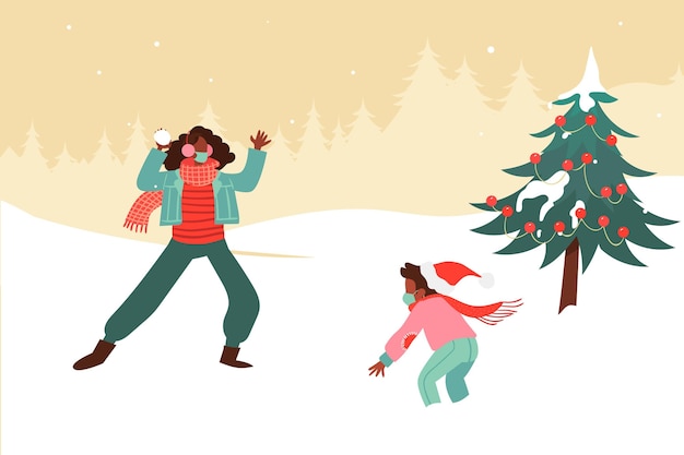 Free vector christmas snow scene