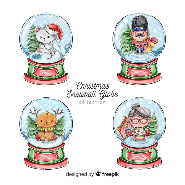 Free vector christmas snowball globe collection