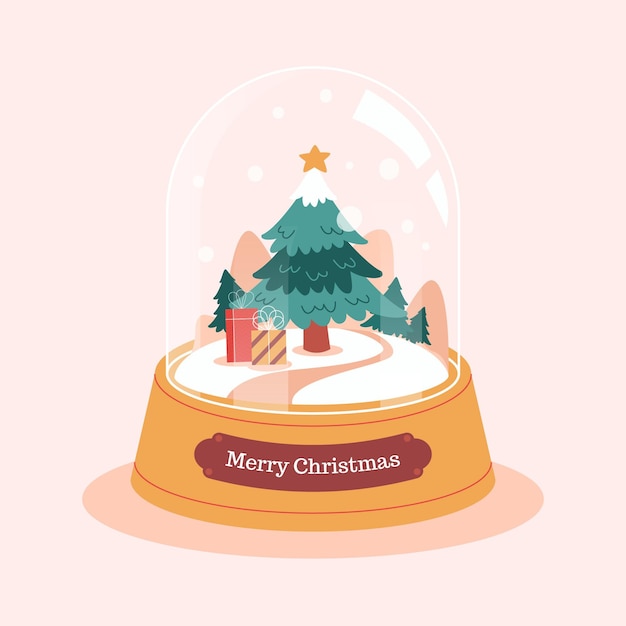 Free vector christmas snowball globe in flat design