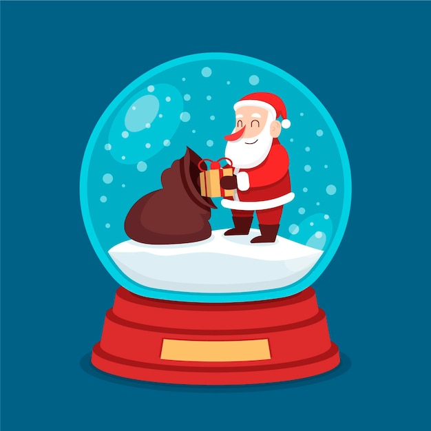 Christmas snowball globe in flat design