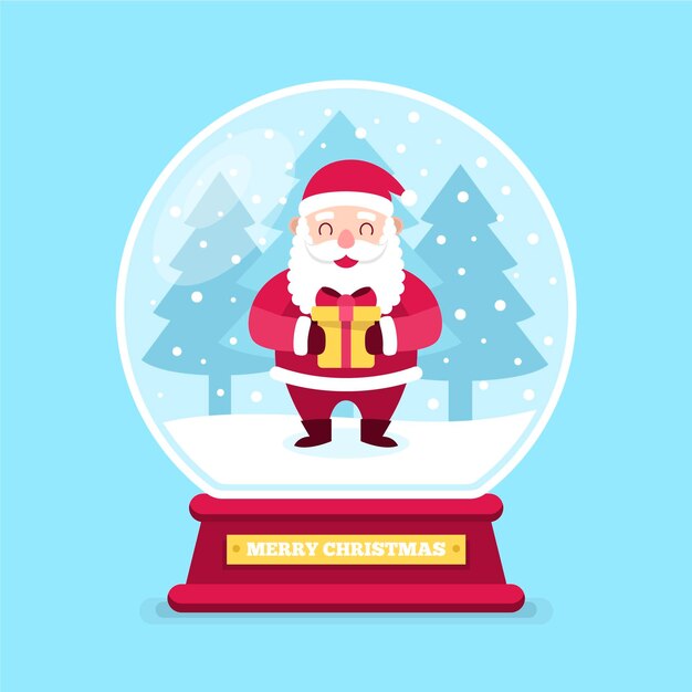 Christmas snowball globe in flat design