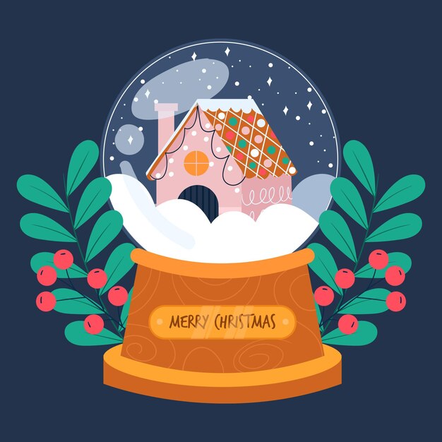 Christmas snowball globe in flat design