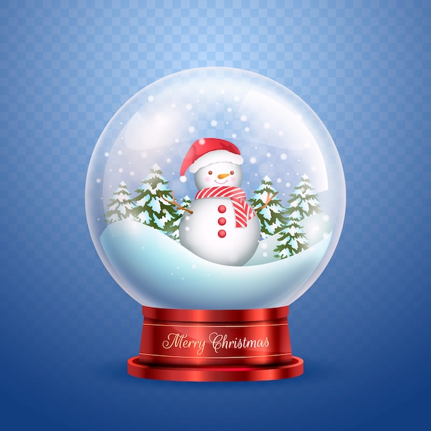 無料ベクター 雪だるまとクリスマス雪玉グローブ