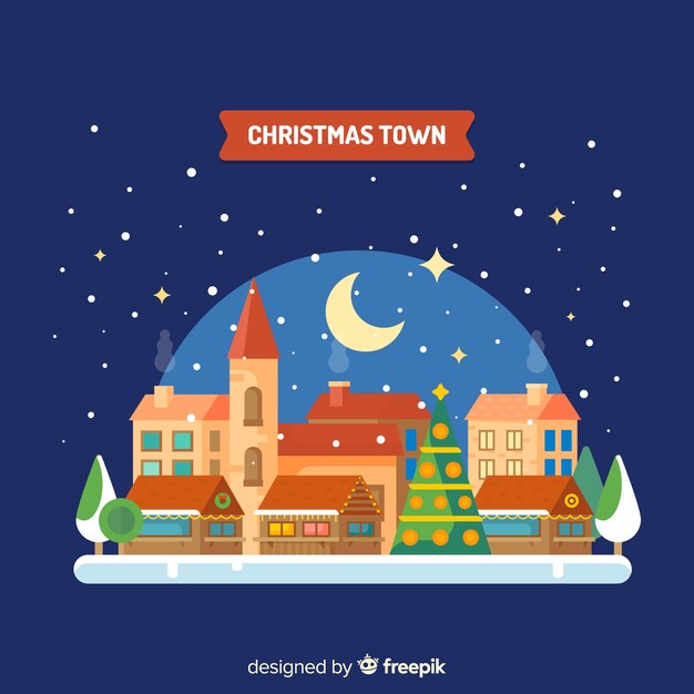 Christmas snowball town background