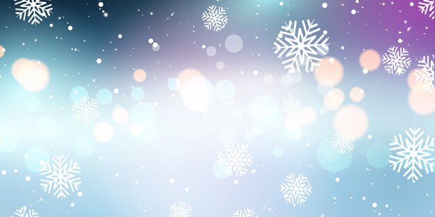 Christmas snowflakes and bokeh lights banner