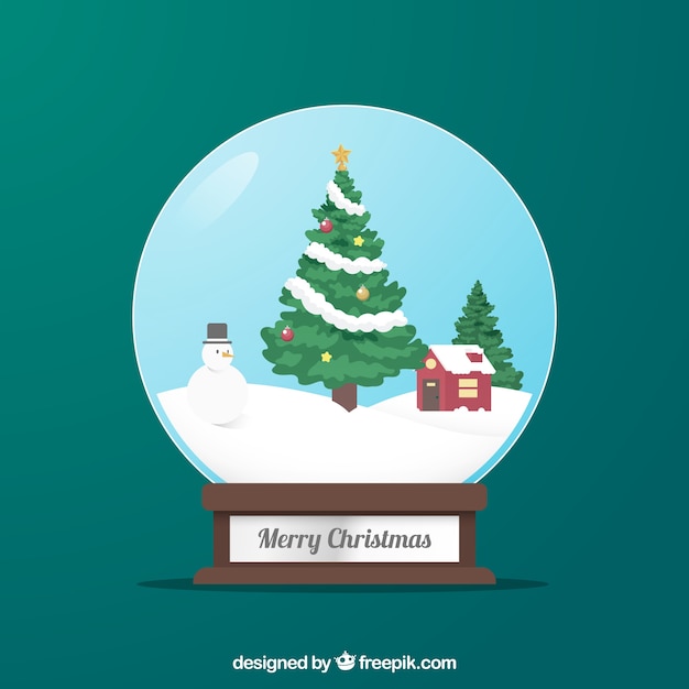 Free vector christmas snowglobe with tree