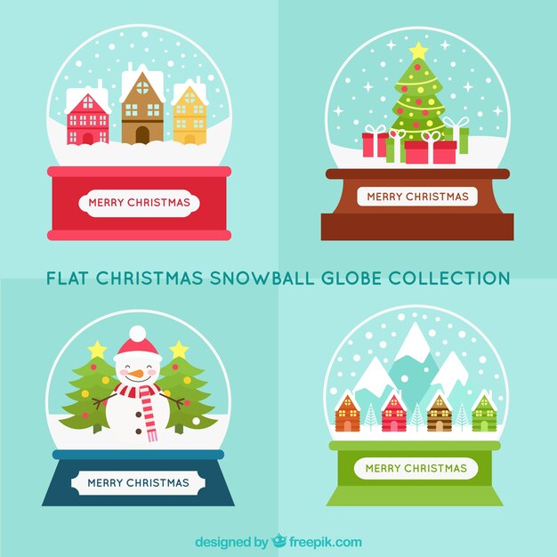 Christmas snowglobes pack in flat design