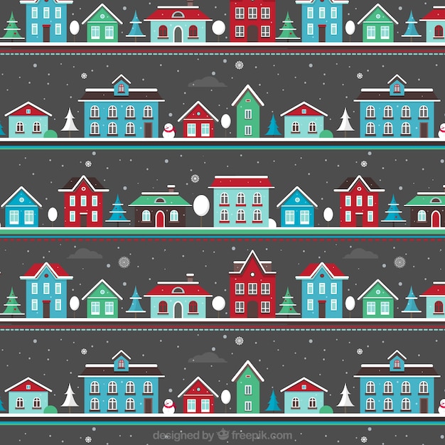 Christmas Snowing Landscape Pattern