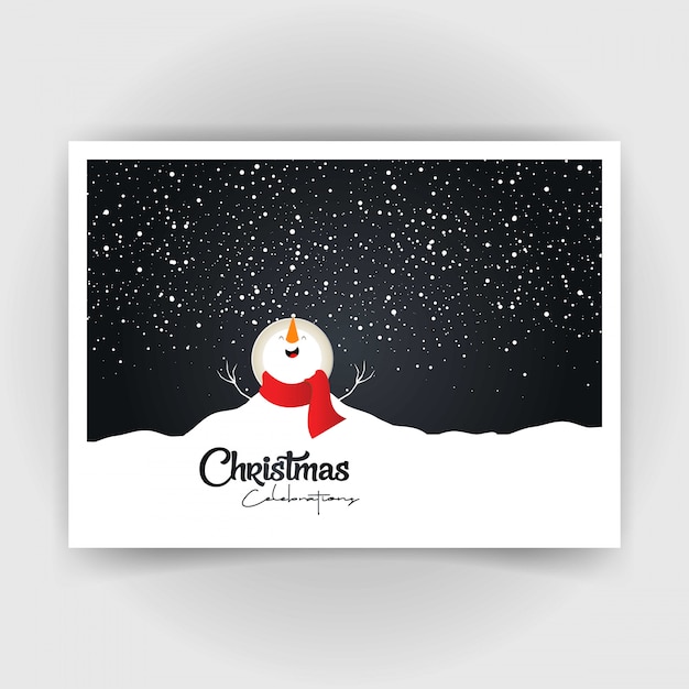 Рождественская открытка снеговика