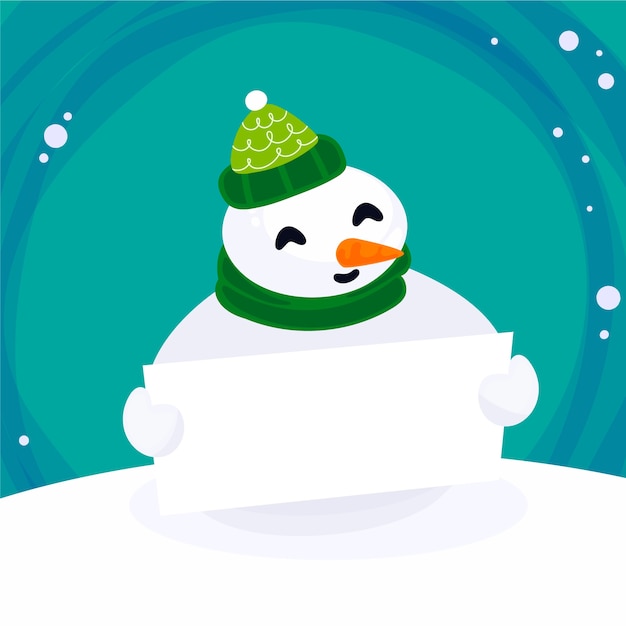 Рождественский снеговик держит пустой баннер