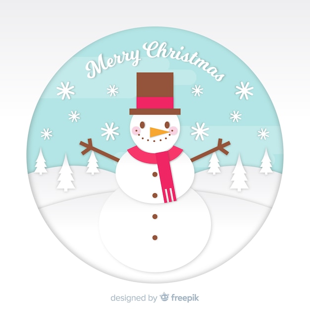 Free vector christmas snowman in paper style