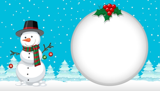 Free vector christmas snowman with empty banner