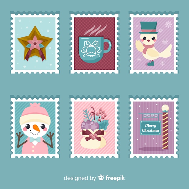 Free vector christmas stamp collection