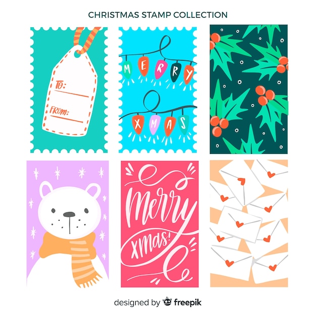 Free vector christmas stamp collection