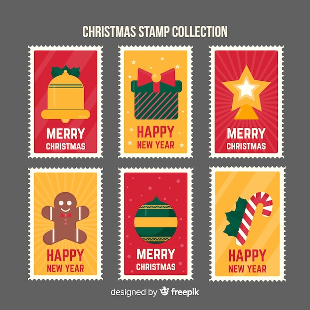 Free vector christmas stamp collection