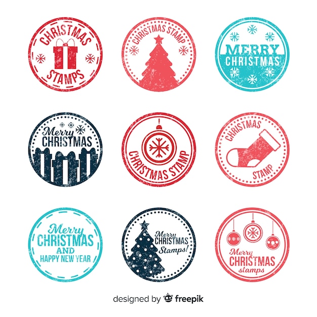 Free vector christmas stamps collection