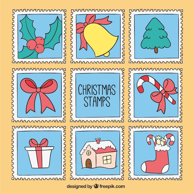 Free vector christmas stamps set