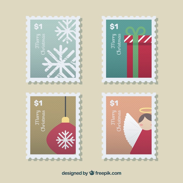 Free vector christmas stamps set