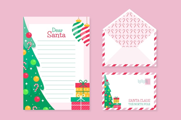 Free vector christmas stationery template in flat design