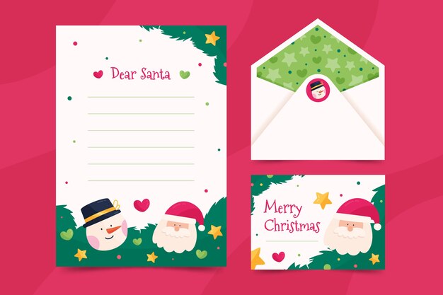 Christmas stationery template in flat design