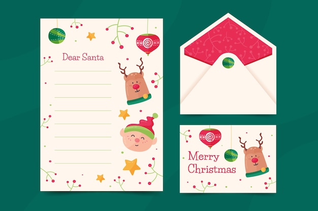 Free vector christmas stationery template in flat design