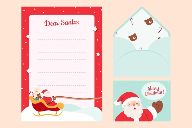 Christmas stationery template in flat design