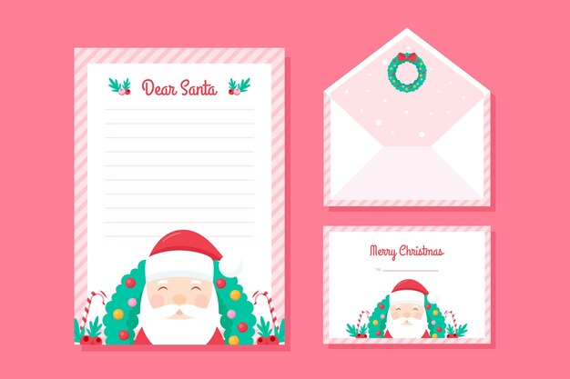 Christmas stationery template in flat design