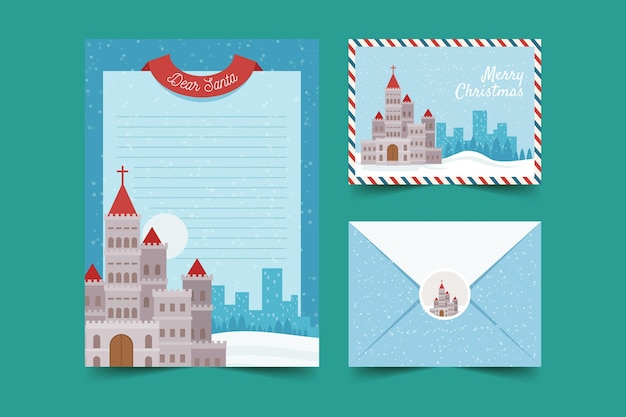 Christmas stationery template in flat design