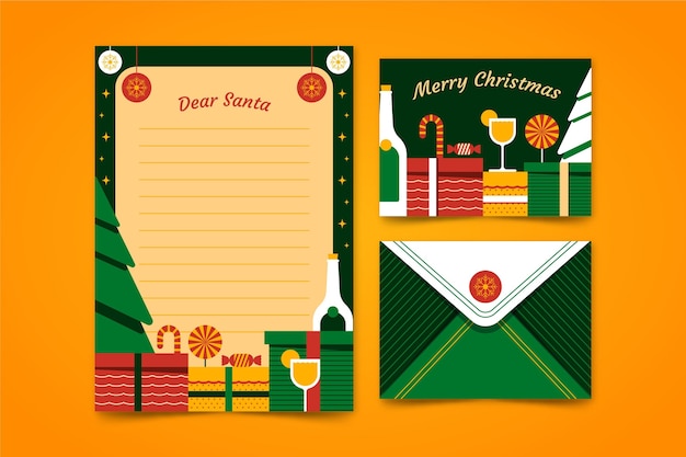 Christmas stationery template in flat design