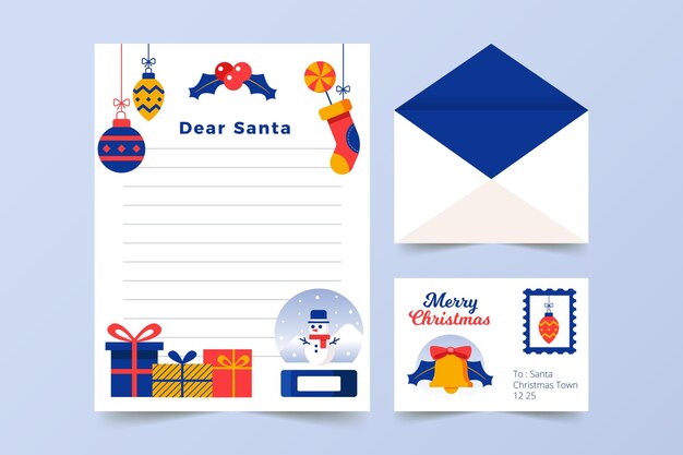 Christmas stationery template in flat design