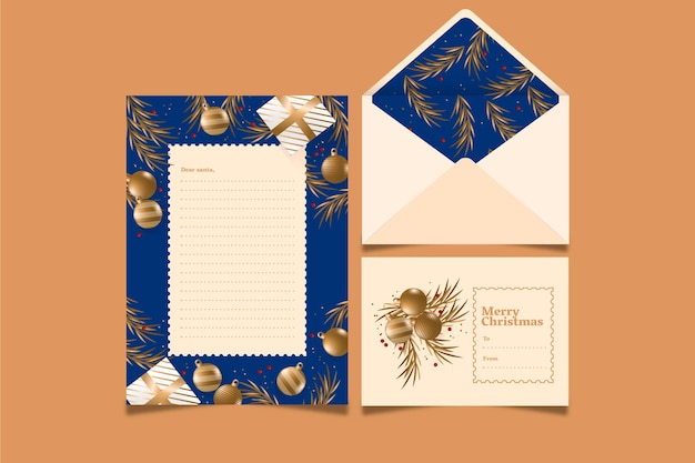 Free vector christmas stationery template in flat design