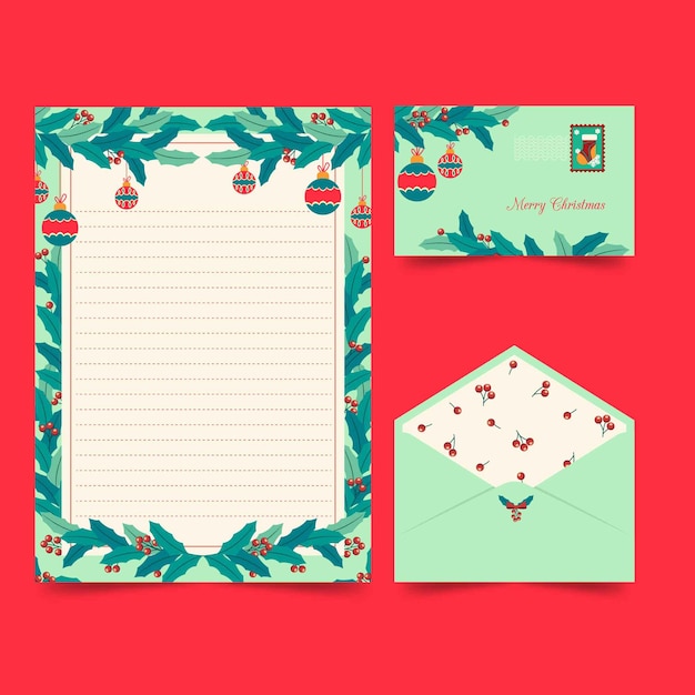 Christmas stationery template flat style