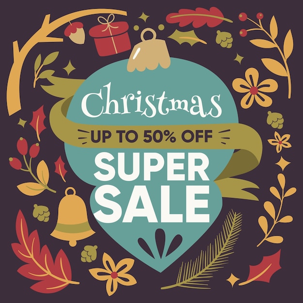 Christmas super sale in flat design