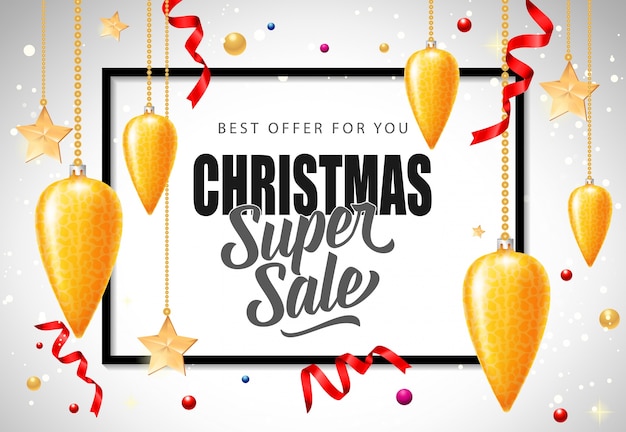 Vettore gratuito natale super vendita lettering