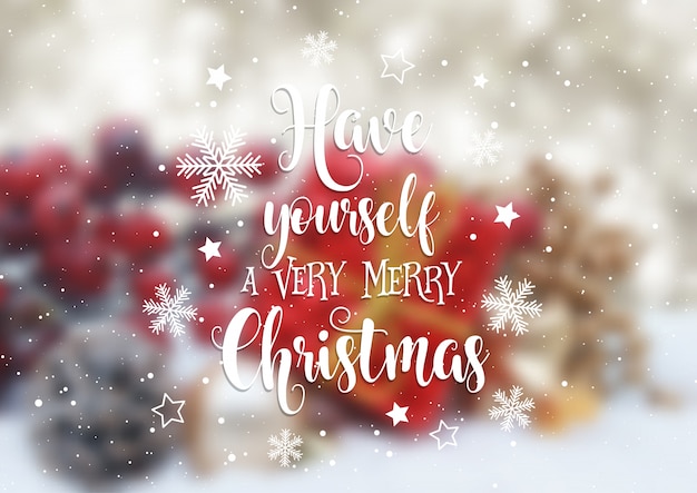 Free vector christmas text on defocussed image