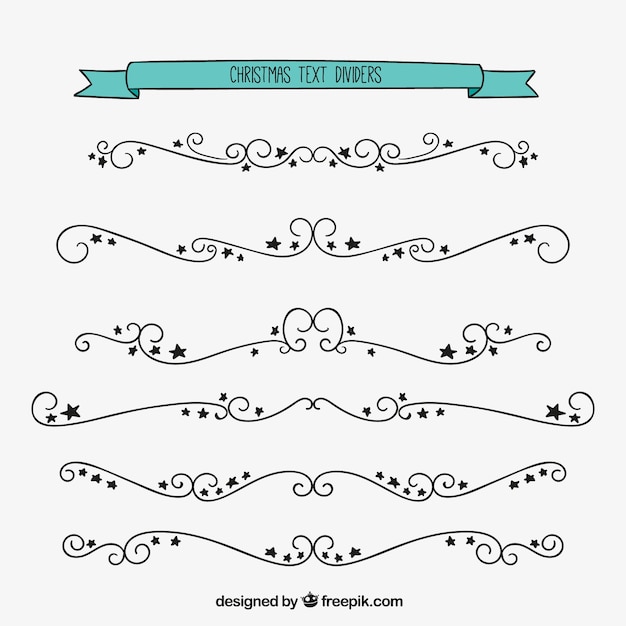 Free vector christmas text dividers in ornamental style